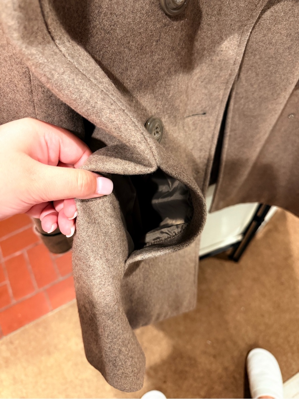 New York & Company Women's Wool Blend Peacoat โ Tan Brown, Size 12 - Picture 5 of 7